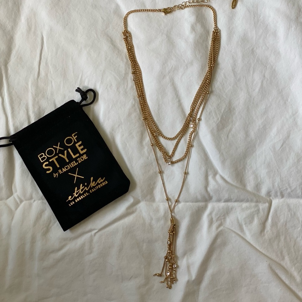 Multilayered necklace with rhinestone accents